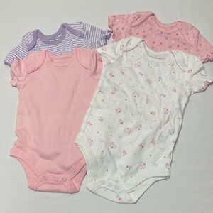 NWOT Faded Glory Pink and Purple One Piece Bodysuits with Snap Closure